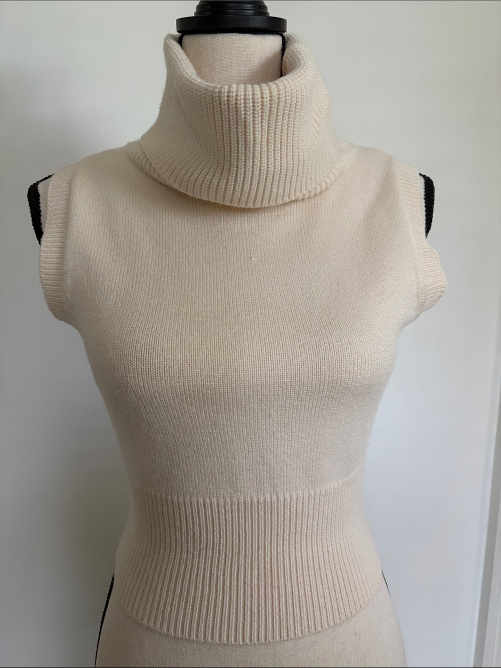 Zara Cream Sleeveless Cowl Turtleneck Sweater